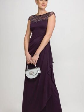 Laura Beaded elegant Maxi Dress in Plum